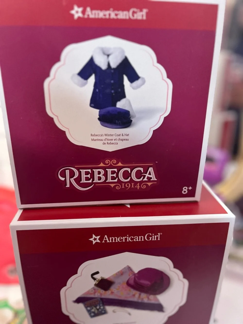 American Girl Rebecca Outfit Boxes - Pink & Burgundy Packaging - Picture 3 of 4